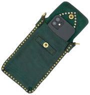 Campomaggi Portacelular Stud Bolsa Para Teléfono - Verde Botella/Rojo