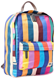 Mochila pequeña de lona de algodón Roka Hampton - Rayas multicolores anchas