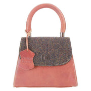 Das Impex Harris Tweed Mini Leather Satchel Bag - Tan/Brown