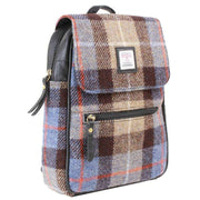 Das Impex Harris Tweed Small Leather Backpack - Black/Blue/Brown