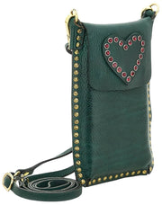 Campomaggi Portacelular Stud Bolsa Para Teléfono - Verde Botella/Rojo