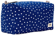 Neceser pequeño de lona de algodón Roka Mayfair - Navy Polka Dot
