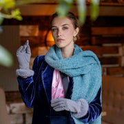 Bufanda con flecos Dents Boucle - Azul huevo de pato