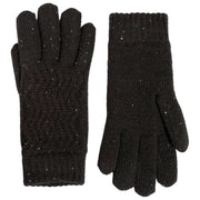 Guantes Dents Chevron Knit Con Lentejuelas - Negro
