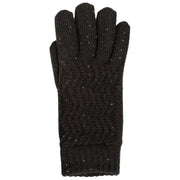 Guantes Dents Chevron Knit Con Lentejuelas - Negro