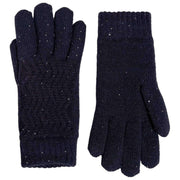 Guantes de lentejuelas de punto Chevron Dents - Azul marino