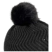 Gorro con pompón de punto Chevron Pom Pom de Dents - Negro
