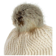 Gorro con pompón de punto Chevron Pom Pom Dents - Beige Natural
