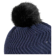 Gorro con pompón de punto Chevron Pom Pom de Dents - Azul marino