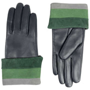 Guantes de cuero con pantalla táctil Dents Elodie - Azul marino/Verde