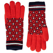 Guantes de punto Dents Jacquard Fair Isle - Rojo baya/Azul marino