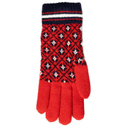Guantes de punto Dents Jacquard Fair Isle - Rojo baya/Azul marino