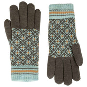 Guantes de punto Dents Jacquard Fair Isle - Gris carbón/Azul