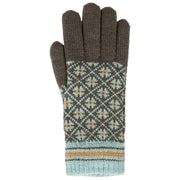 Guantes de punto Dents Jacquard Fair Isle - Gris carbón/Azul