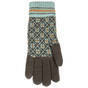 Guantes de punto Dents Jacquard Fair Isle - Gris carbón/Azul
