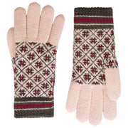 Guantes de punto Dents Jacquard Fair Isle - Rosa/Gris carbón