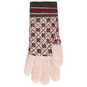 Guantes de punto Dents Jacquard Fair Isle - Rosa/Gris carbón
