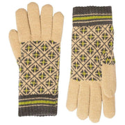 Guantes de punto Dents Jacquard Fair Isle - Beige caramelo/Gris carbón