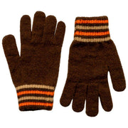 Guantes con puños de punto a rayas Dents - Marrón chocolate