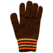 Guantes con puños de punto a rayas Dents - Marrón chocolate