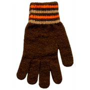 Guantes con puños de punto a rayas Dents - Marrón chocolate
