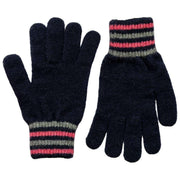 Guantes con puños de punto a rayas Dents - Azul marino
