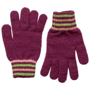 Guantes con puños de punto a rayas Dents - Orquídea Borgoña