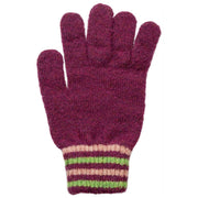 Guantes con puños de punto a rayas Dents - Orquídea Borgoña