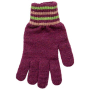 Guantes con puños de punto a rayas Dents - Orquídea Borgoña