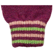 Guantes con puños de punto a rayas Dents - Orquídea Borgoña