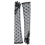 Dents Lila Long Opera Spotty Tulle Gloves - Black