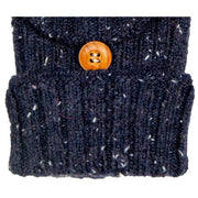 Dents Marl Yarn Half Finger Gloves - Navy