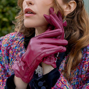 Guantes de cuero con pantalla táctil Dents Mosie - Shiraz Borgoña