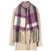 Bufanda tipo manta a cuadros Dents - Damson Borgoña/Beige