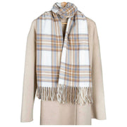 Bufanda a cuadros lisa Dents - Blanco marfil/Beige camello