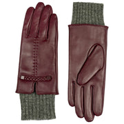 Guantes de cuero con pantalla táctil Dents Renee - Damson Borgoña/Gris carbón