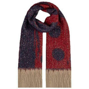 Dents Reversible Spotty Blanket Tassel Scarf - Claret/Navy