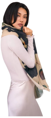 Bufanda cruzada de lana Powder Midnight Orchid - Blanco