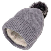 Elie Beaumont Gorro tejido con pompón - Gris