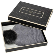 Elie Beaumont Gorro tejido con pompón - Gris