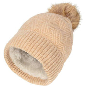 Gorro con pompón de punto de Elie Beaumont - Beige avena