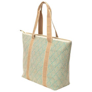 Bolso tote de verano Elie Beaumont - Tejido de cesta geométrico color aguamarina