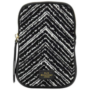 Bolso para teléfono Elie Beaumont de terciopelo - Negro Chevron/Blanco