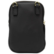 Bolso para teléfono Elie Beaumont de terciopelo - Negro Chevron/Blanco