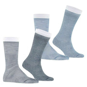 Esprit Allover Stripe 2 Pack Socks - Blue/Navy/White