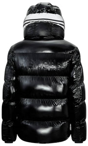 Helvetica Mountain Pioneers Chaqueta de plumas con capucha Freezer - Negro