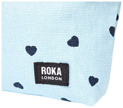Roka Maida Vale Bolso pequeño de lona de algodón - Estampado de corazones Azul