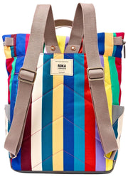 Mochila mediana de lona reciclada Roka Canfield B - Rayas anchas y multicolores