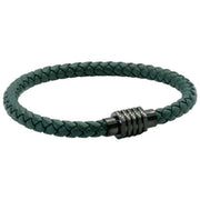 david-van-hagen-ribbed-clasp-leather-bracelet---green-34515593