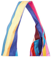 Bolso de hombro grande de lona de algodón Roka Hoxton - Rayas anchas y multicolores
